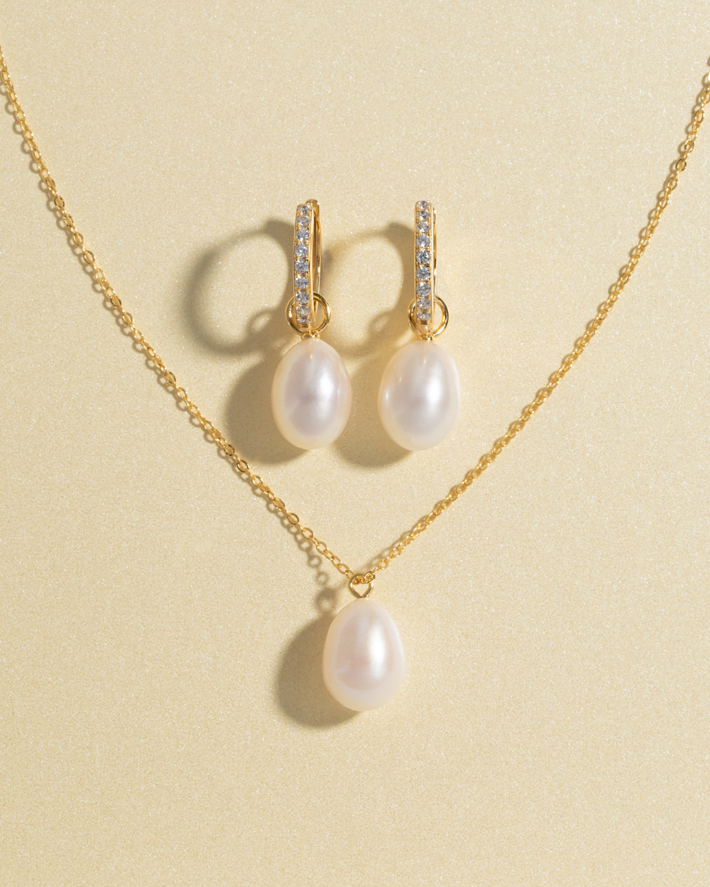 Pearl & Moissanite Bridal Jewellery Set in 18k Gold Vermeil