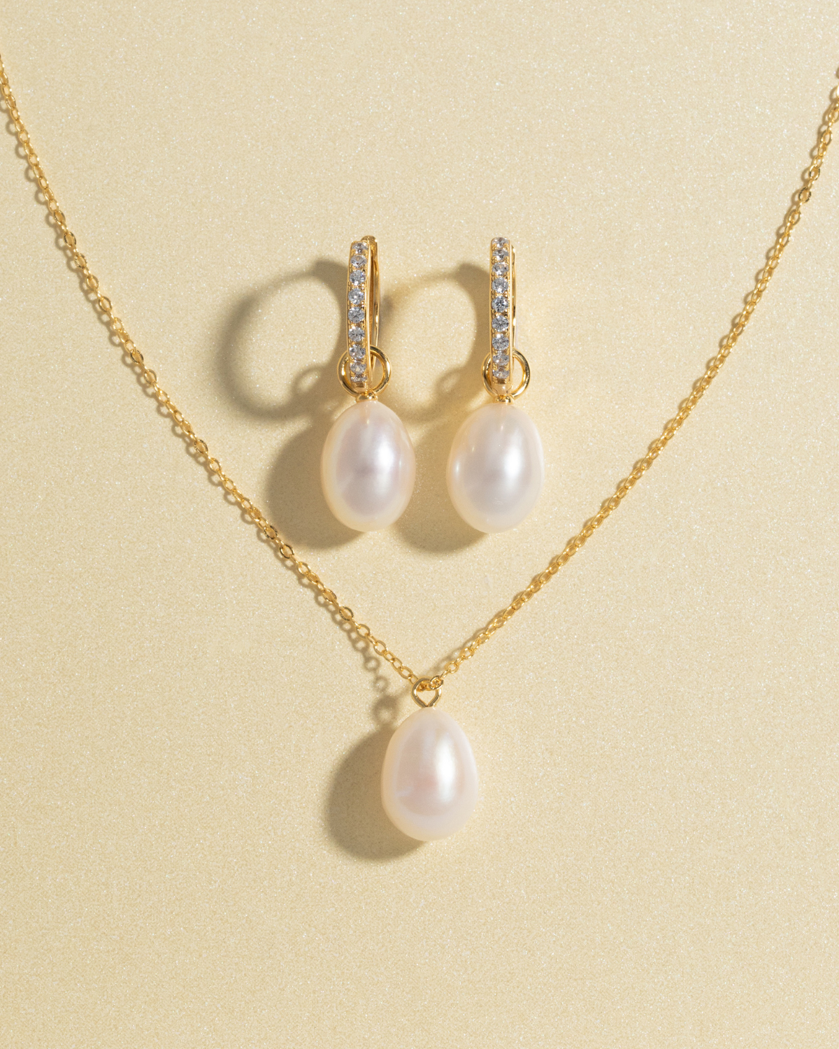 Pearl & Moissanite Bridal Jewellery Set in 18k Gold Vermeil