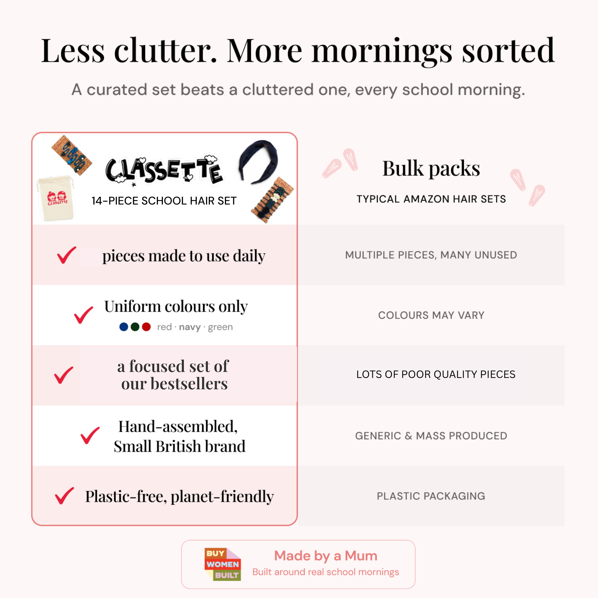 Red School Hair Clips & Bobble Hair Ties | The Essential Set