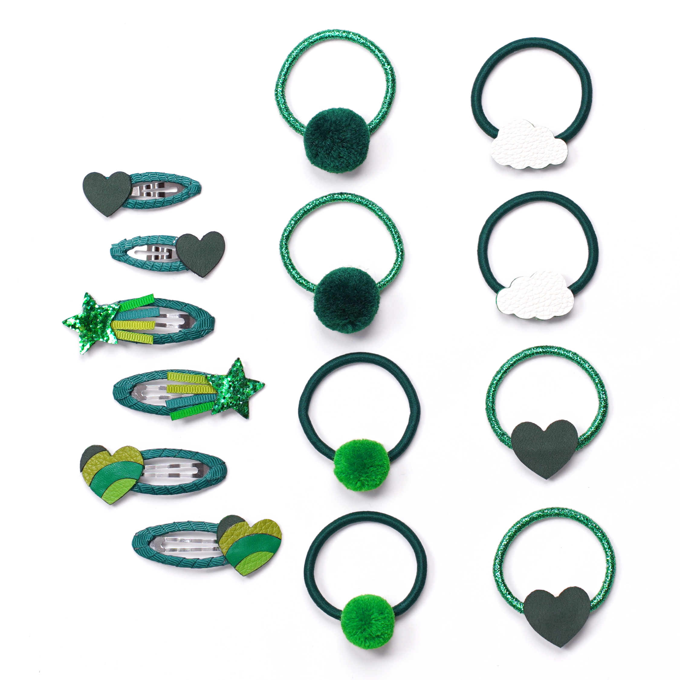 Green School Hair Clips & Bobble Hair Ties | The Essential Set