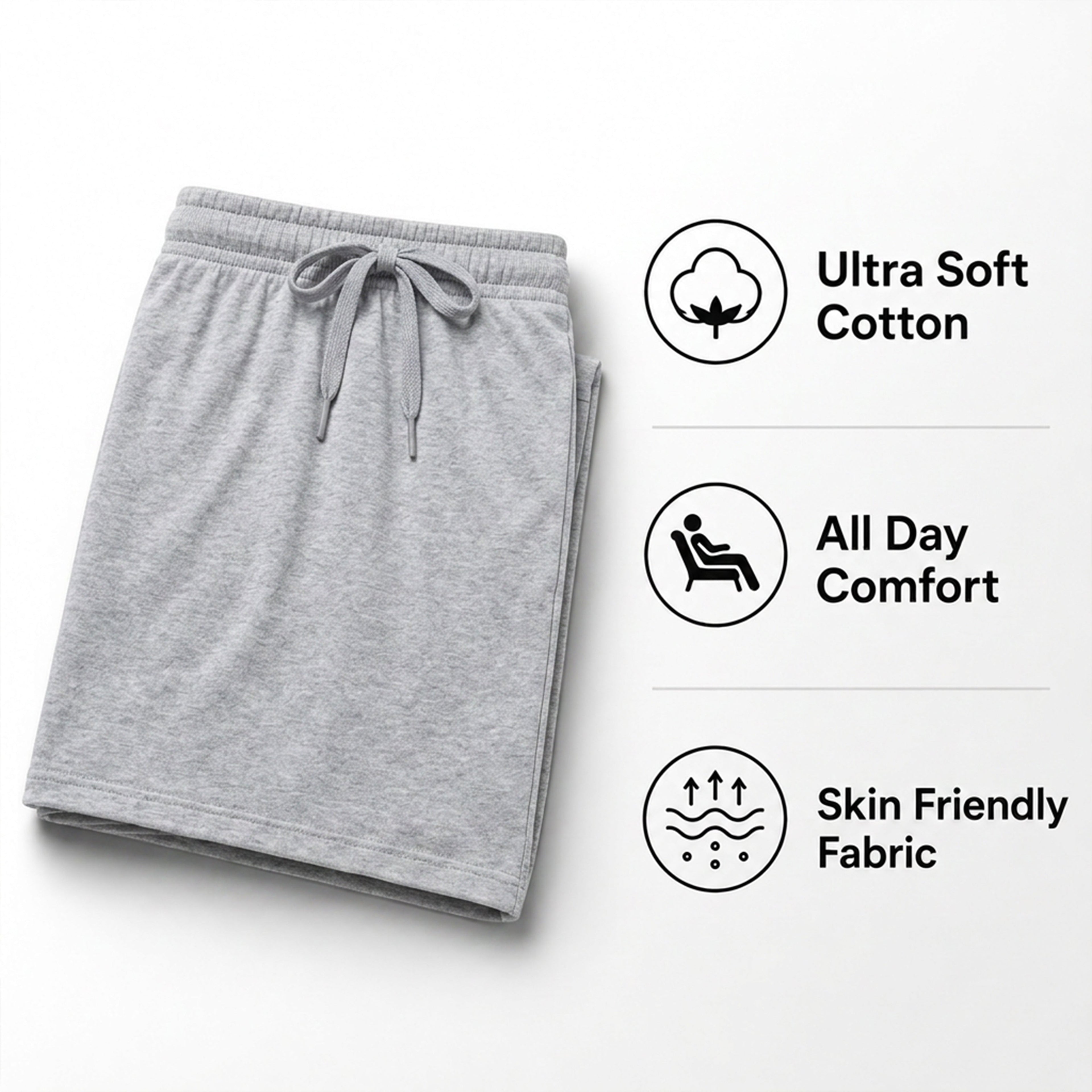 Sock Stack Men's Cotton Lounge Shorts Stretchable 2 Pack Black Navy Grey Durable