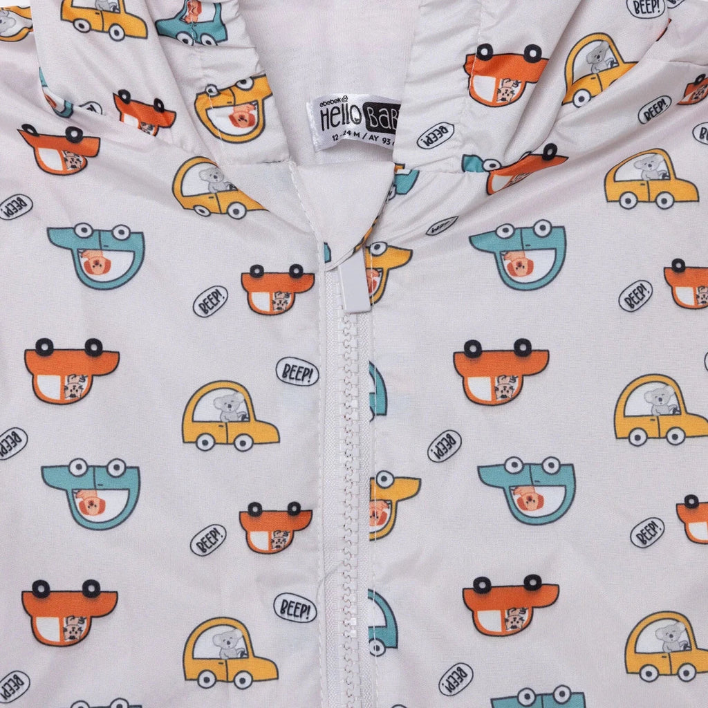 HelloBaby Hooded Baby Raincoat (9-12 Months to 4-5 Years) - Ecru Printed