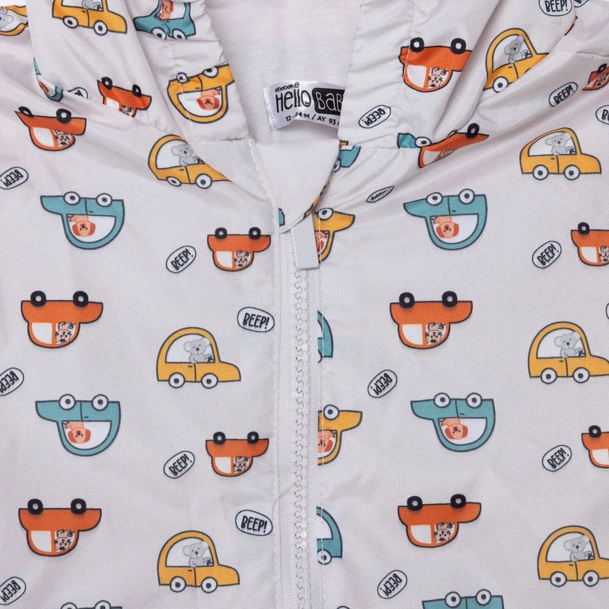 HelloBaby Hooded Baby Raincoat (9-12 Months to 4-5 Years) - Ecru Printed