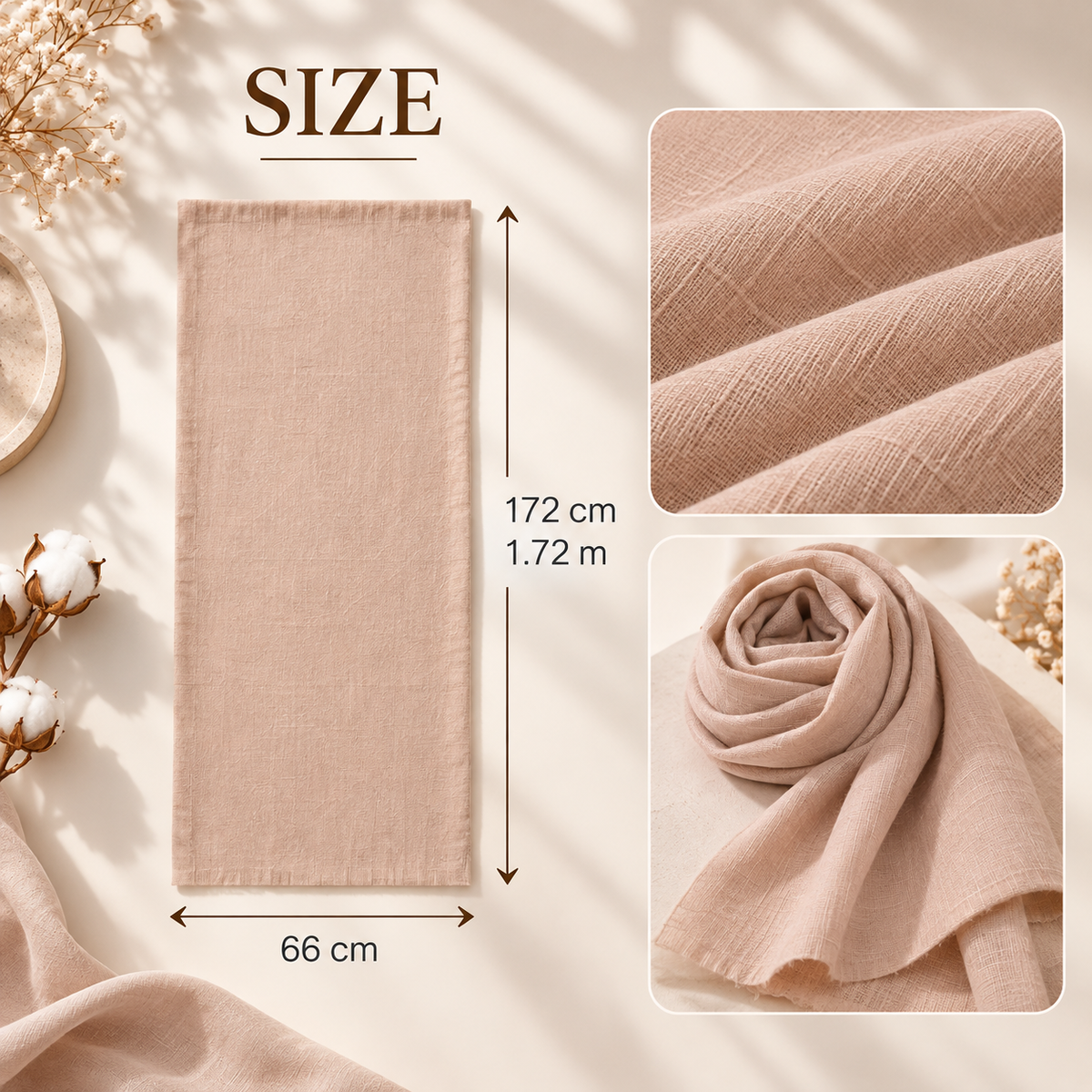 Peach Nude Cotton Scarf – Soft, Comfortable Everyday Essential