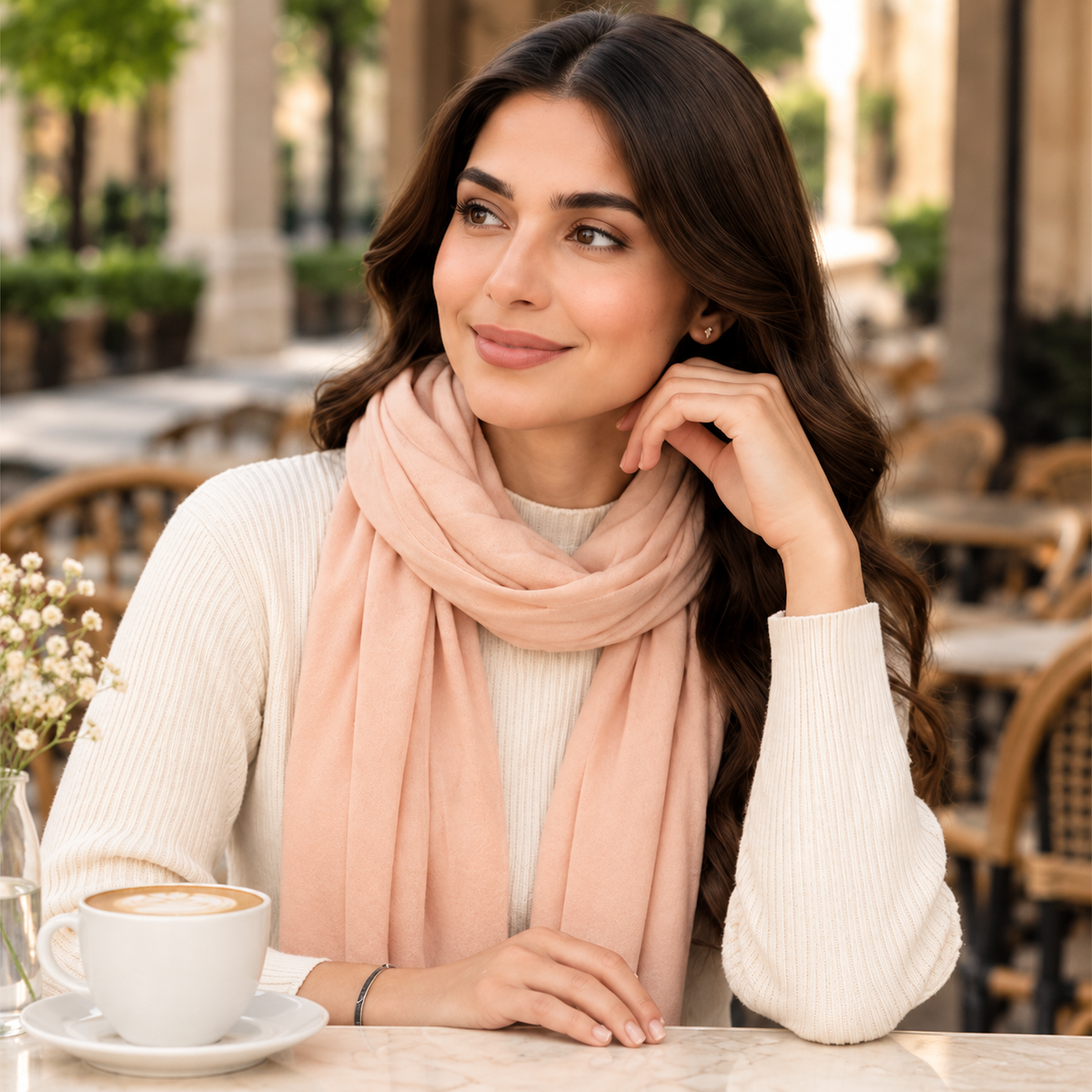 Premium Jersey Scarf Soft Stretchy Lightweight Hijab Wrap Headscarf Peach Pink