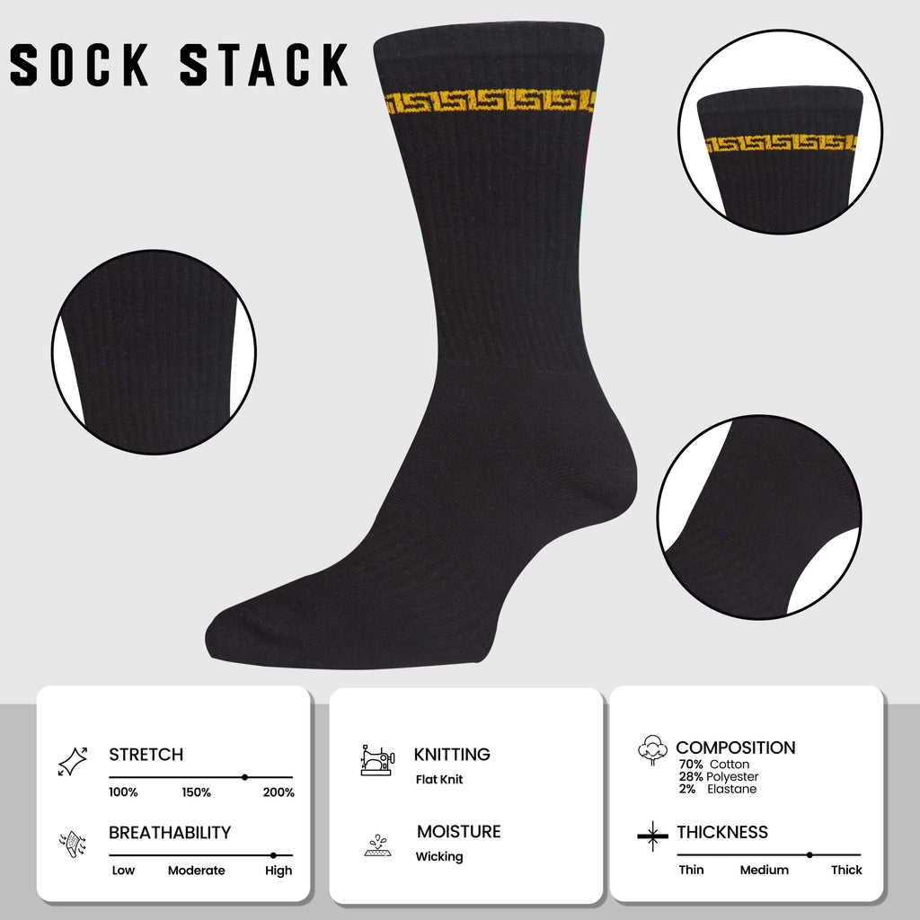 Sock Stack 5 Pack Men's Sparta Greek Design Sport Socks Cotton Durable Blend For Sports