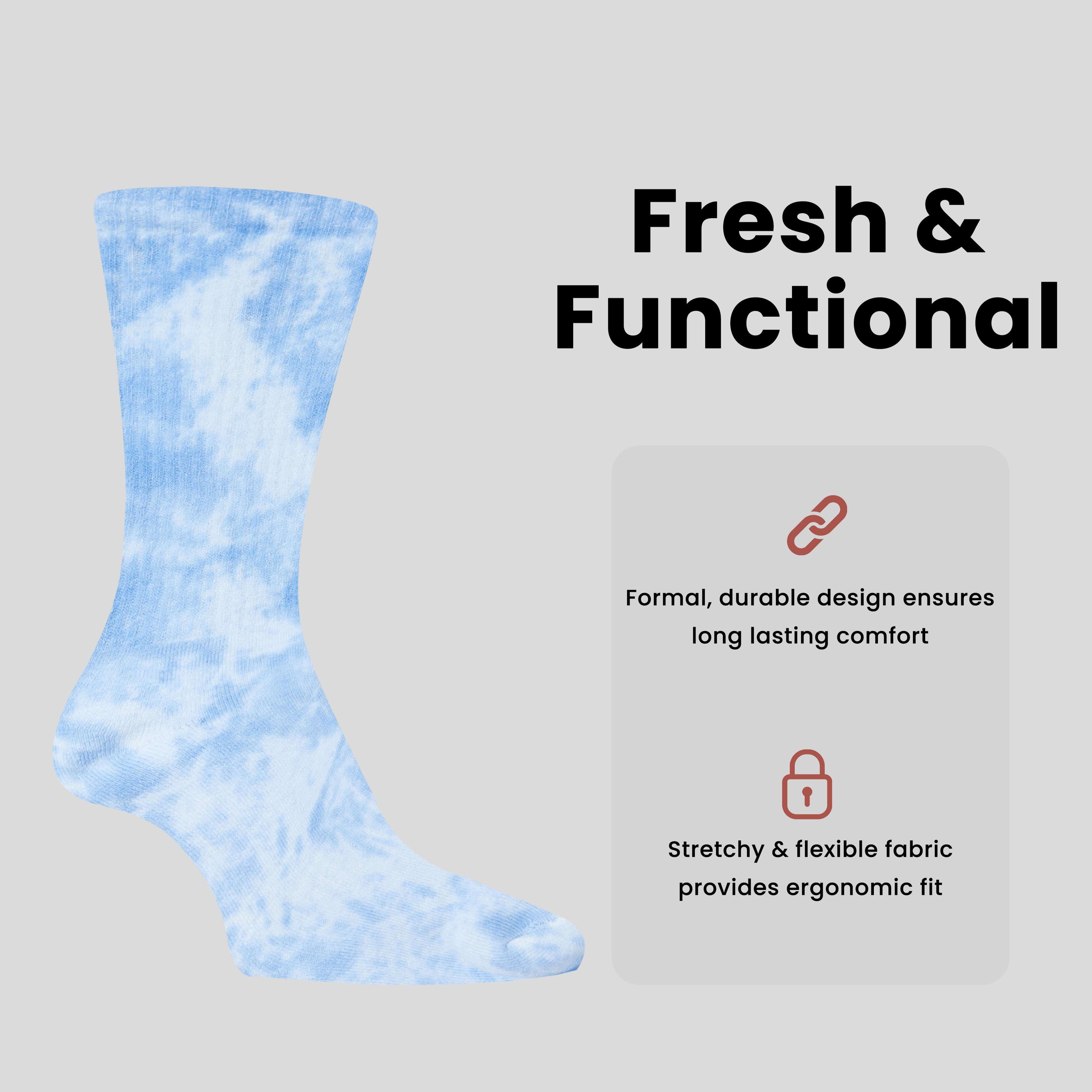 Sock Stack Sport Socks 5 Pack Tie Dye Cotton Durable Blend Unisex Casual Everyday Wear