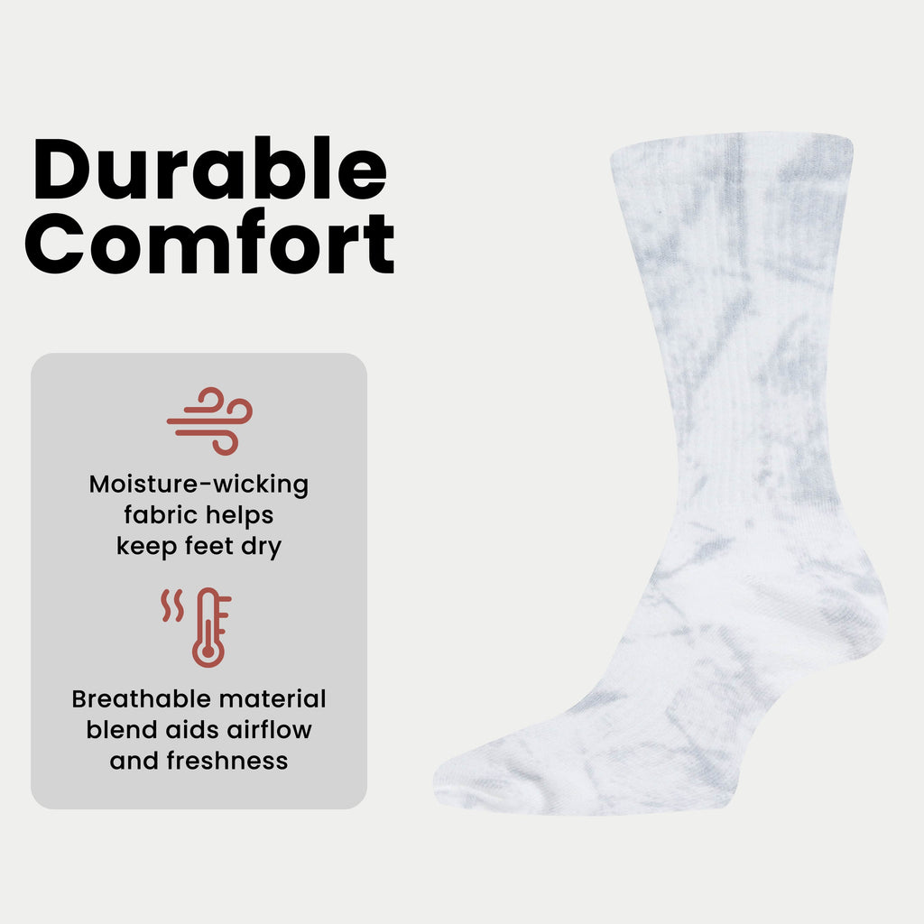 Sock Stack Sport Socks 5 Pack Tie Dye Cotton Durable Blend Unisex Casual Everyday Wear