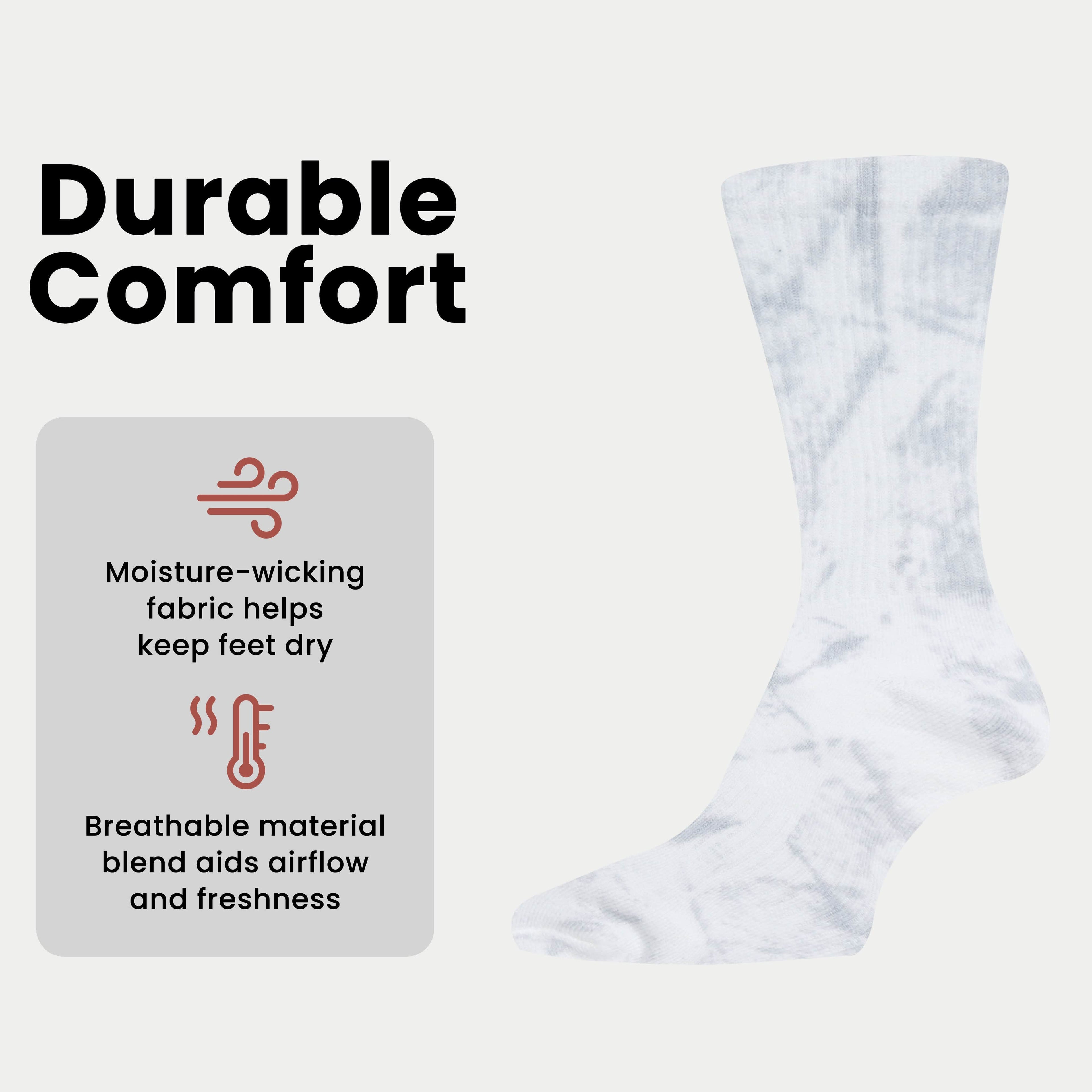 Sock Stack Sport Socks 5 Pack Tie Dye Cotton Durable Blend Unisex Casual Everyday Wear