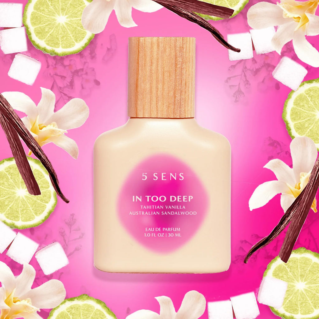 5 SENS In Too Deep Eau de Parfum (30 mL) – Clean, Long-Lasting Gourmand Fragrance with Tahitian Vanilla, Bergamot & Sandalwood – Vegan, Cruelty-Free