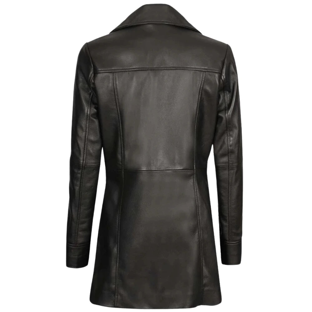 Women's Black Lambskin Three-Quarter Coat