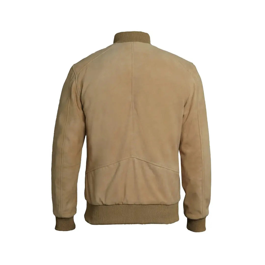 Men's Camel Brown Suede Bomber Jacket