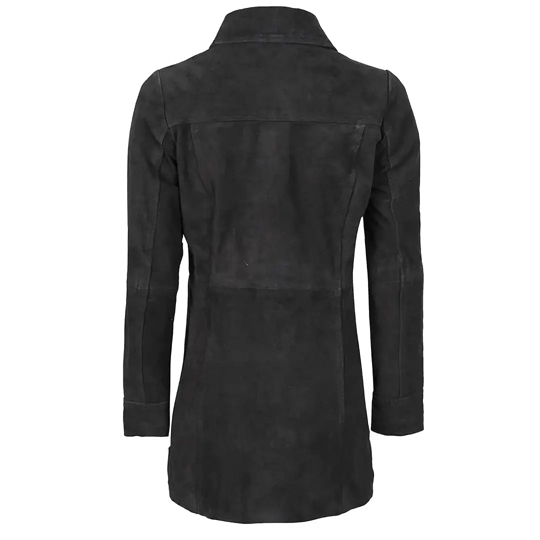 Women's Black Suede Button-Front Coat