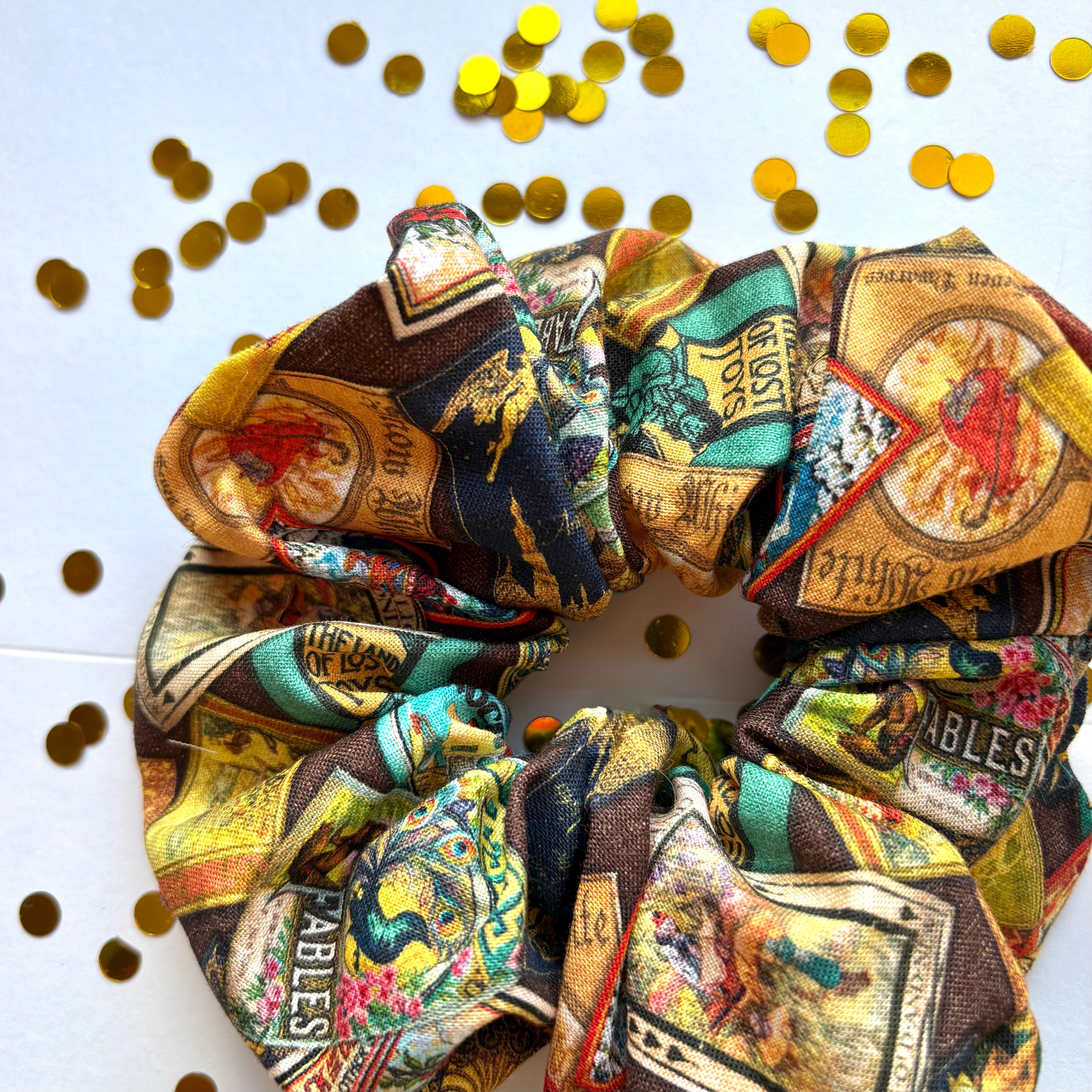 Big handmade vintage style book scrunchie