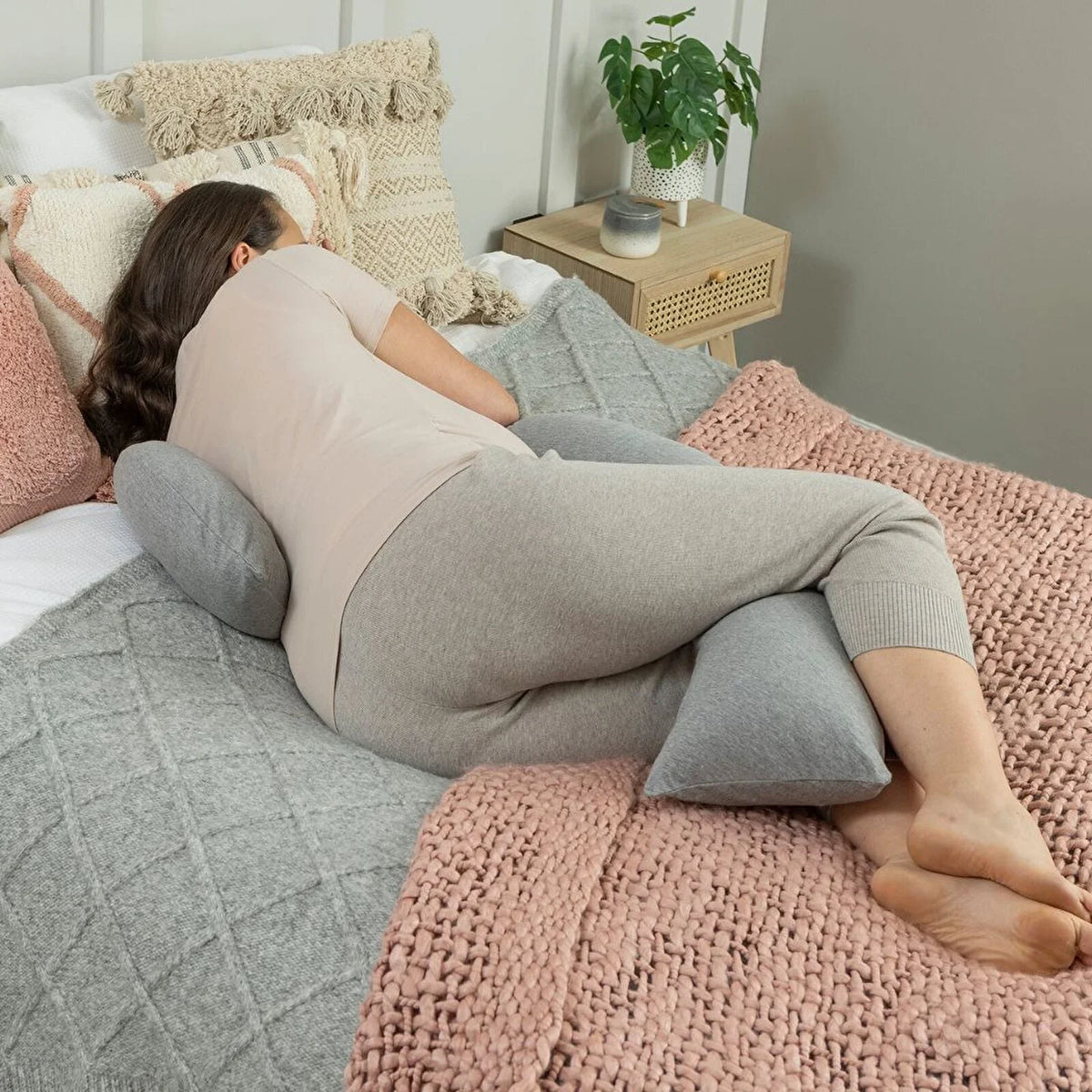 Dreamgenii Support and Feeding Pillow Spare Cover  - Grey Marl Cotton Jersey