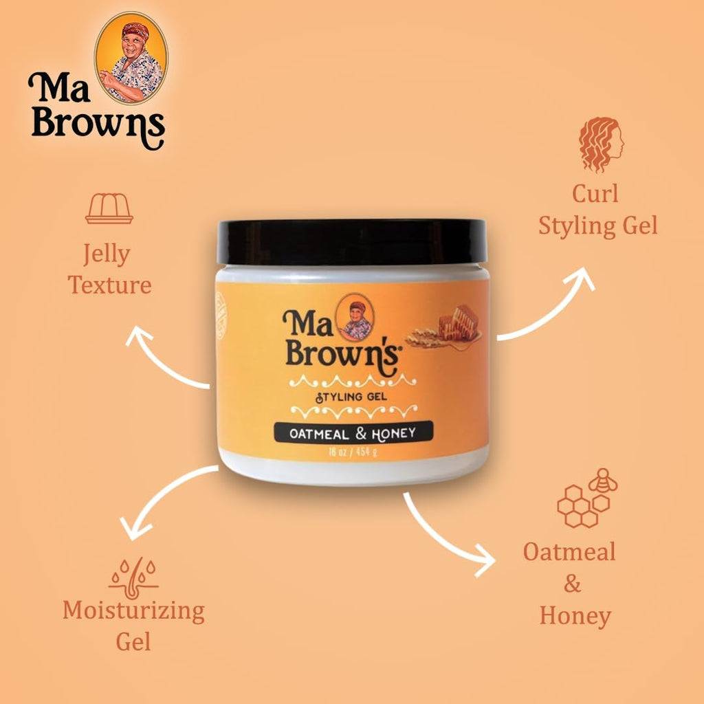 Ma Brown's Styling Gel: Strong Hold & Frizz Control for All Hair Types 16 oz