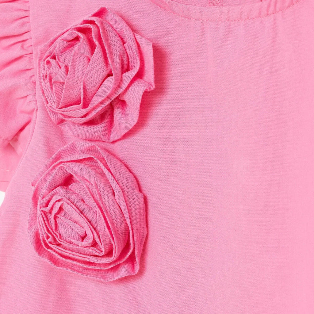 HelloBaby Floral Print Crew Neck Short Sleeve Baby Dress (6-9 Months to 4-5 Years) - Pink
