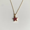 Gold plated pink crystal starfish pendant necklace