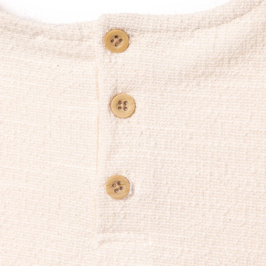 HelloBaby Short Sleeve Jacquard Woven Baby Dress (6-9 Months to 4-5 Years) - Ecru