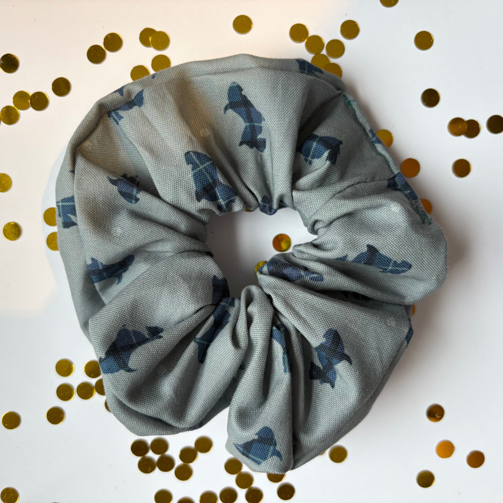 Handmade large Blue Scottie Dog scrunchie