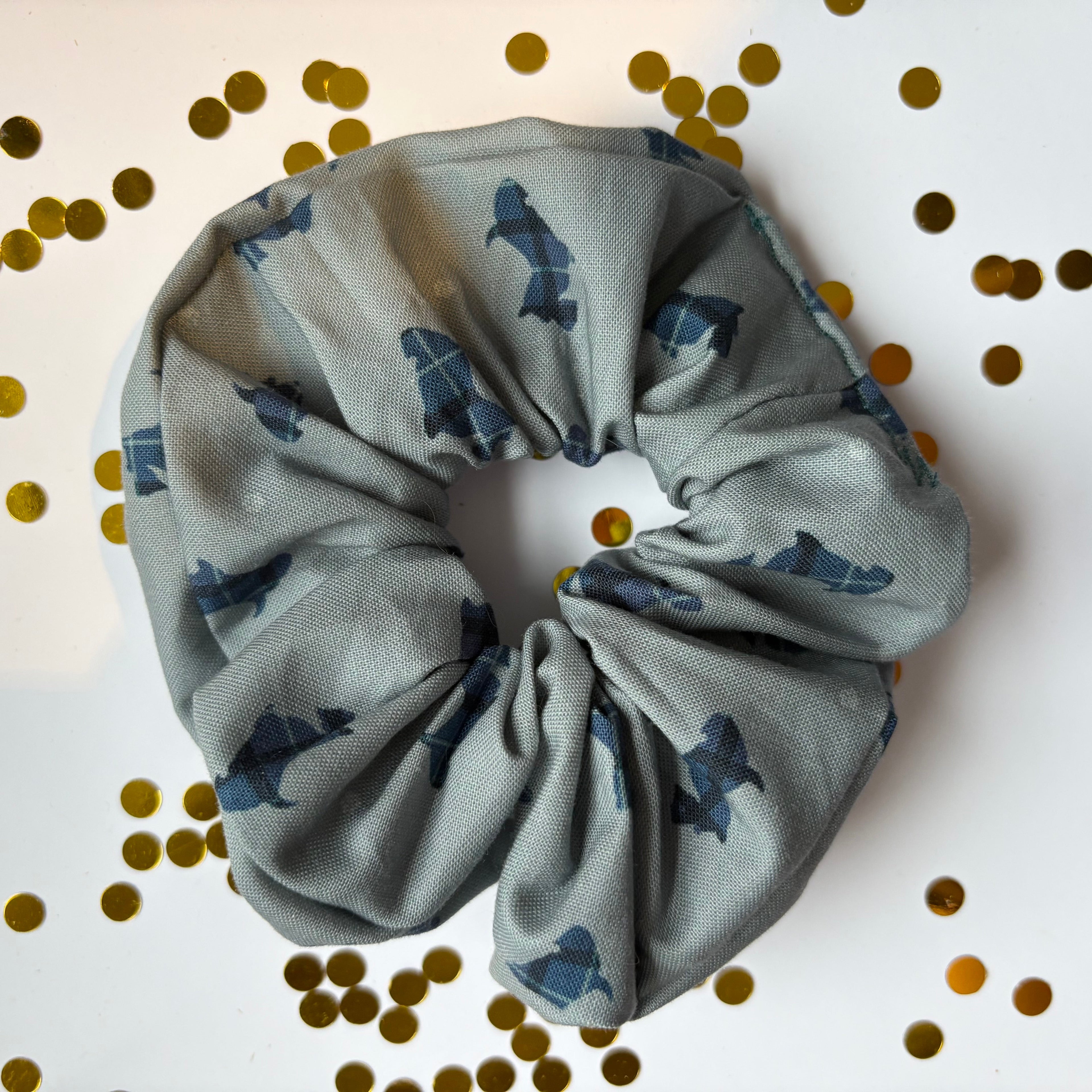 Handmade large Blue Scottie Dog scrunchie