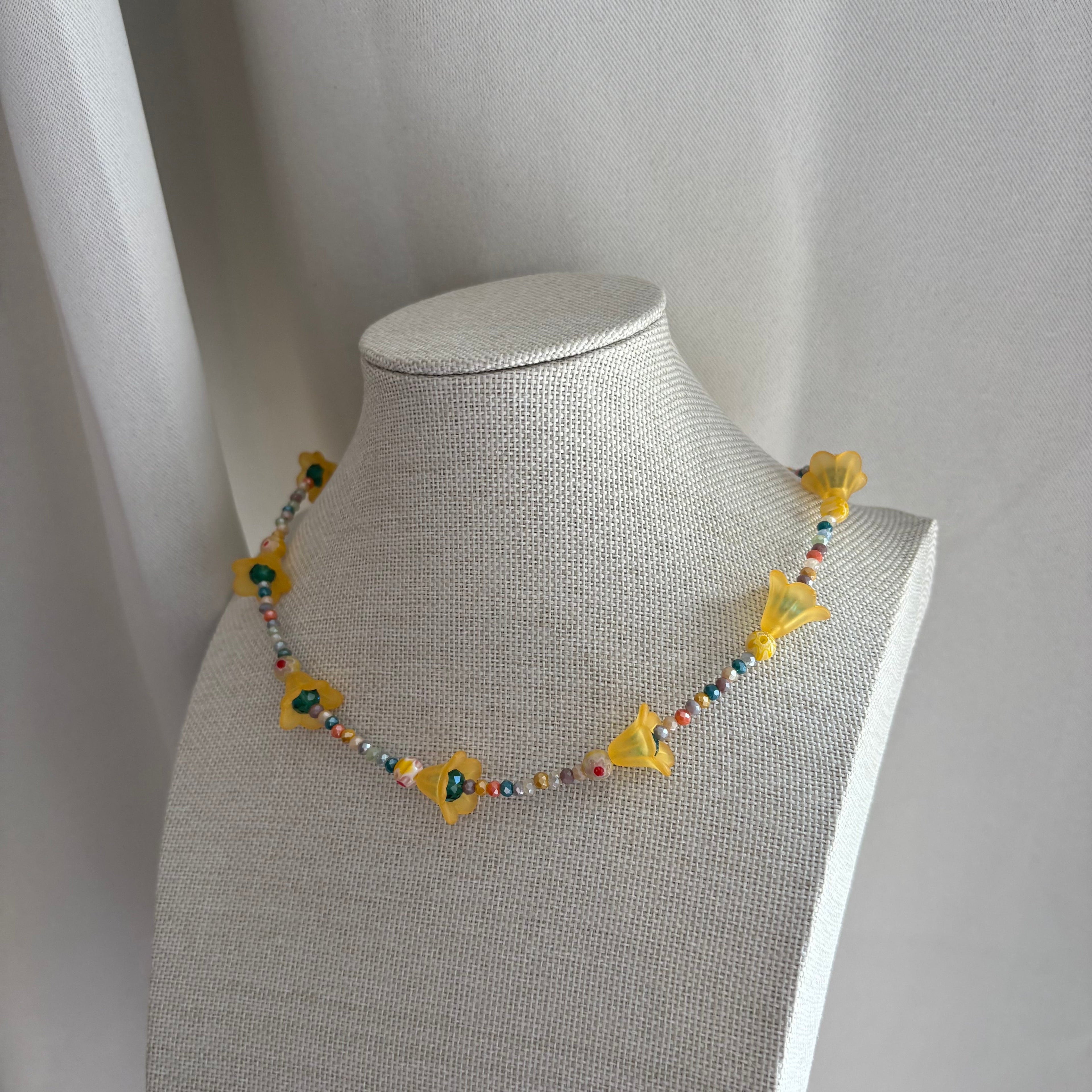 Handmade beaded orange flower chocker necklace