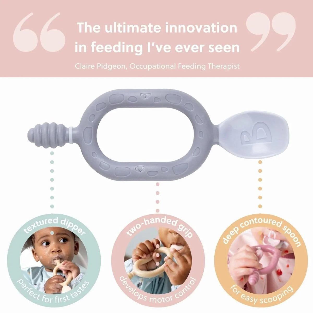 Bibado Dippit Baby Weaning Spoons 6+ months Pack of 2 - Fawn