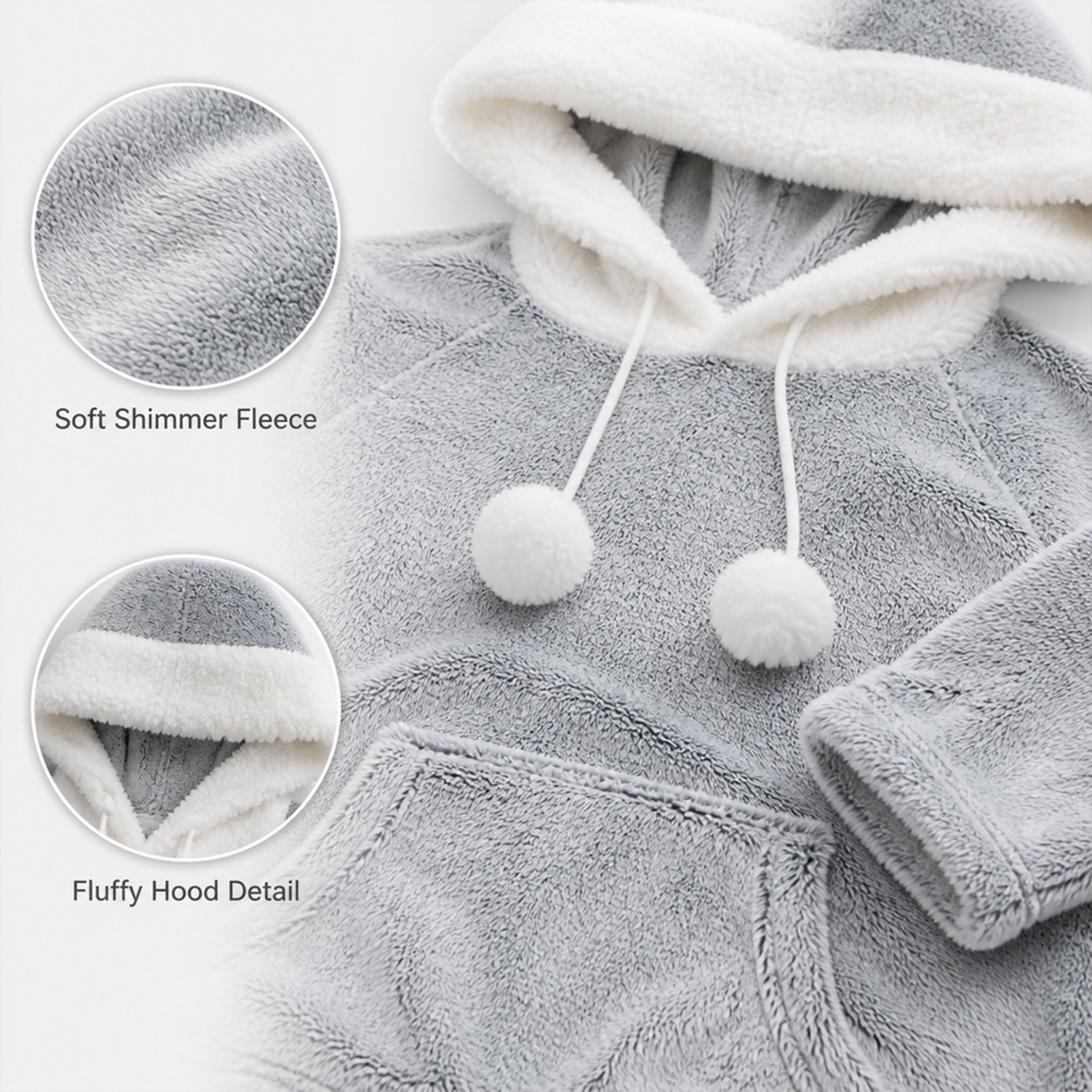 Daisy Dreamer Women's Plush Fleece Hooded Pyjama Set in Shimmer Grey Cosy Winter