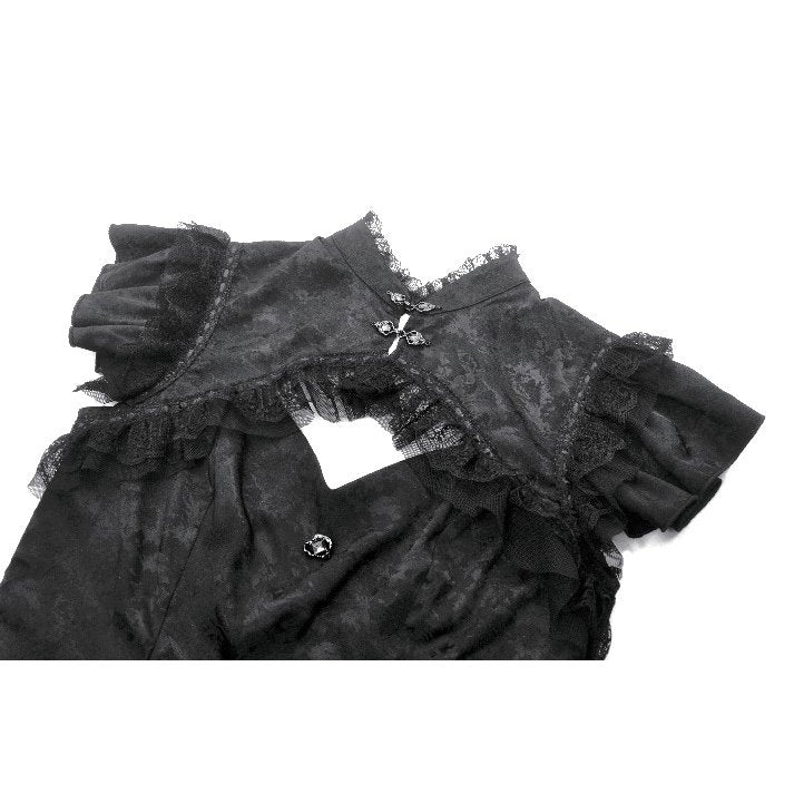 Dark in Love Seraphine Lace Shoulder Goth Top