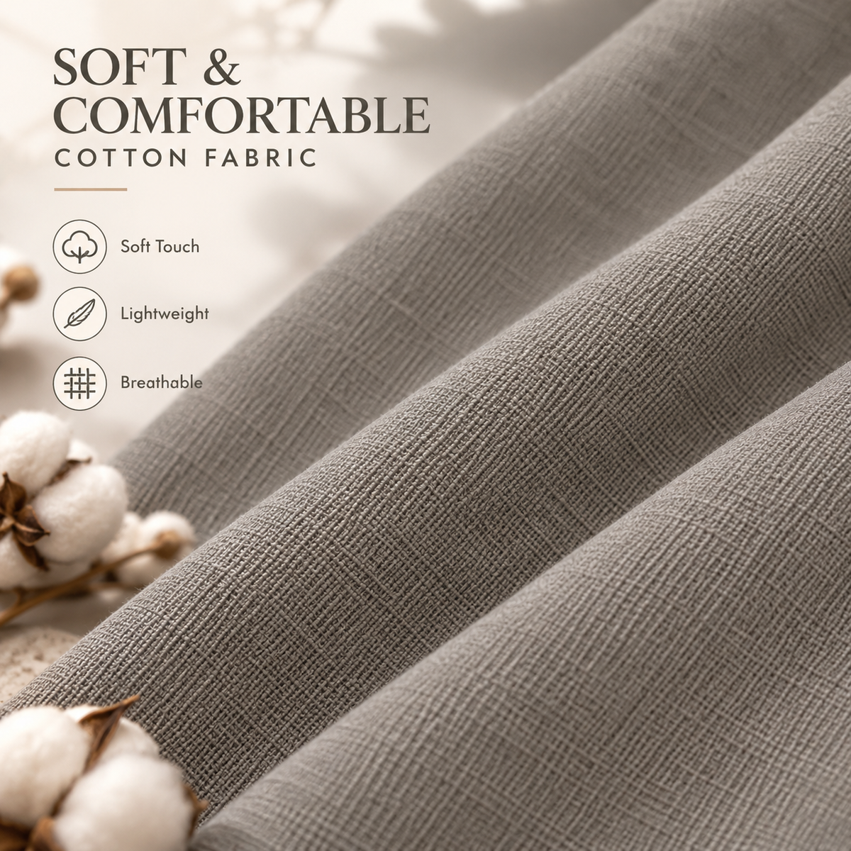 Taupe Grey Cotton Scarf – Soft, Comfortable Everyday Essential