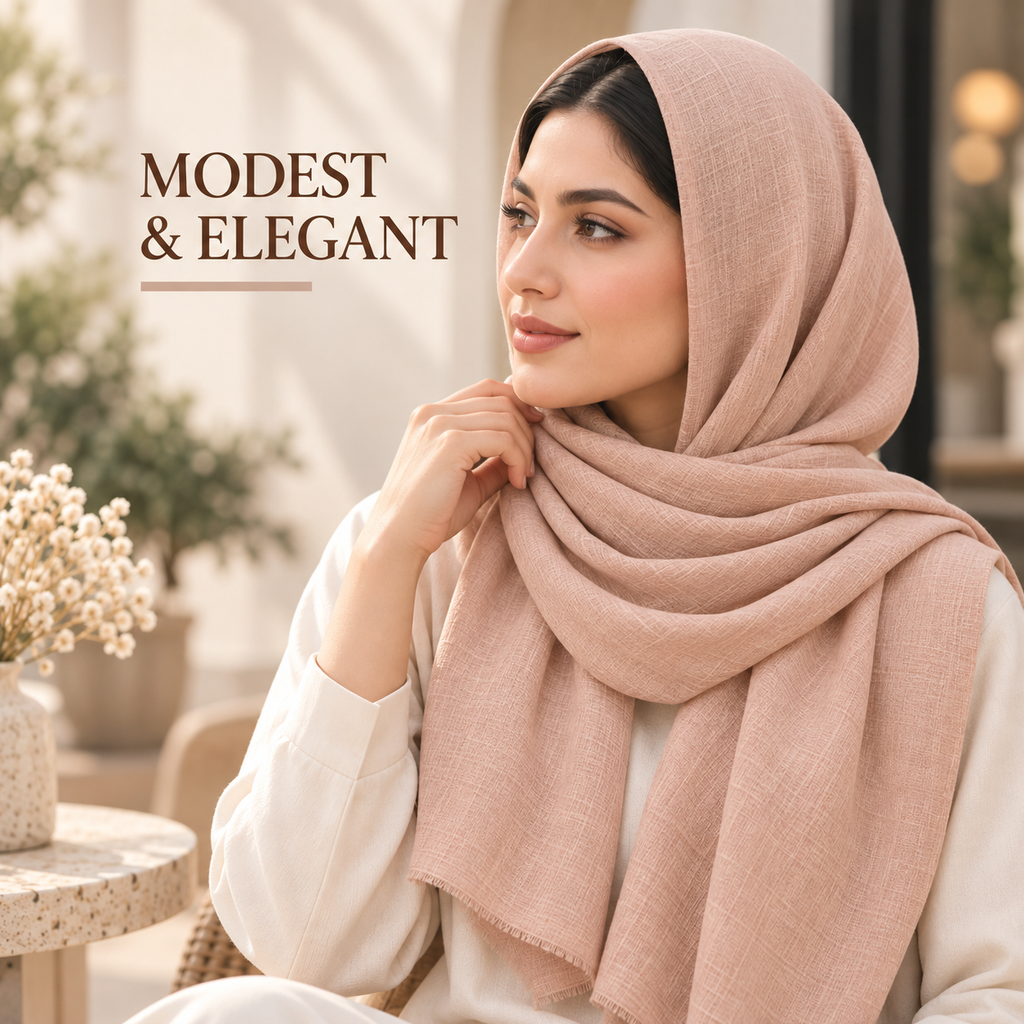 Peach Nude Cotton Scarf – Soft, Comfortable Everyday Essential