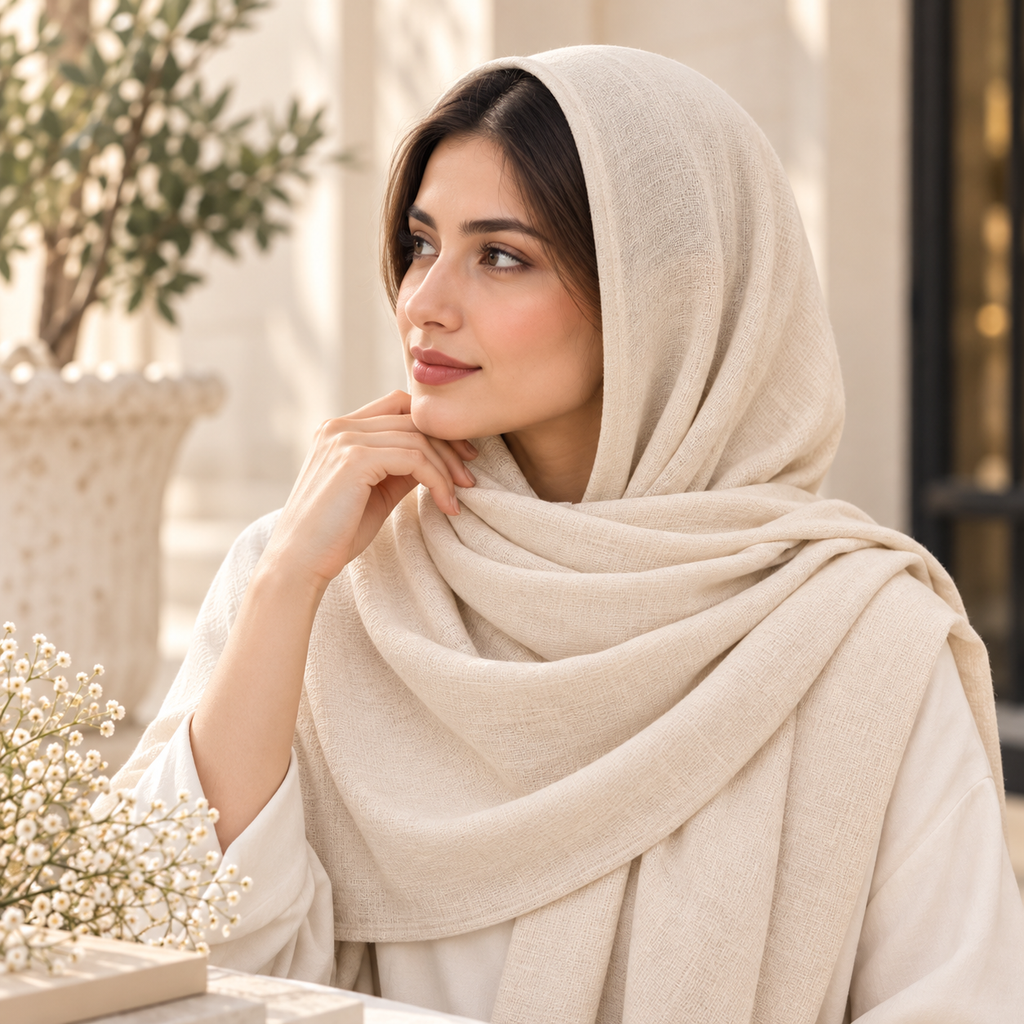 Ivory Cream Cotton Scarf – Soft, Comfortable Everyday Essential