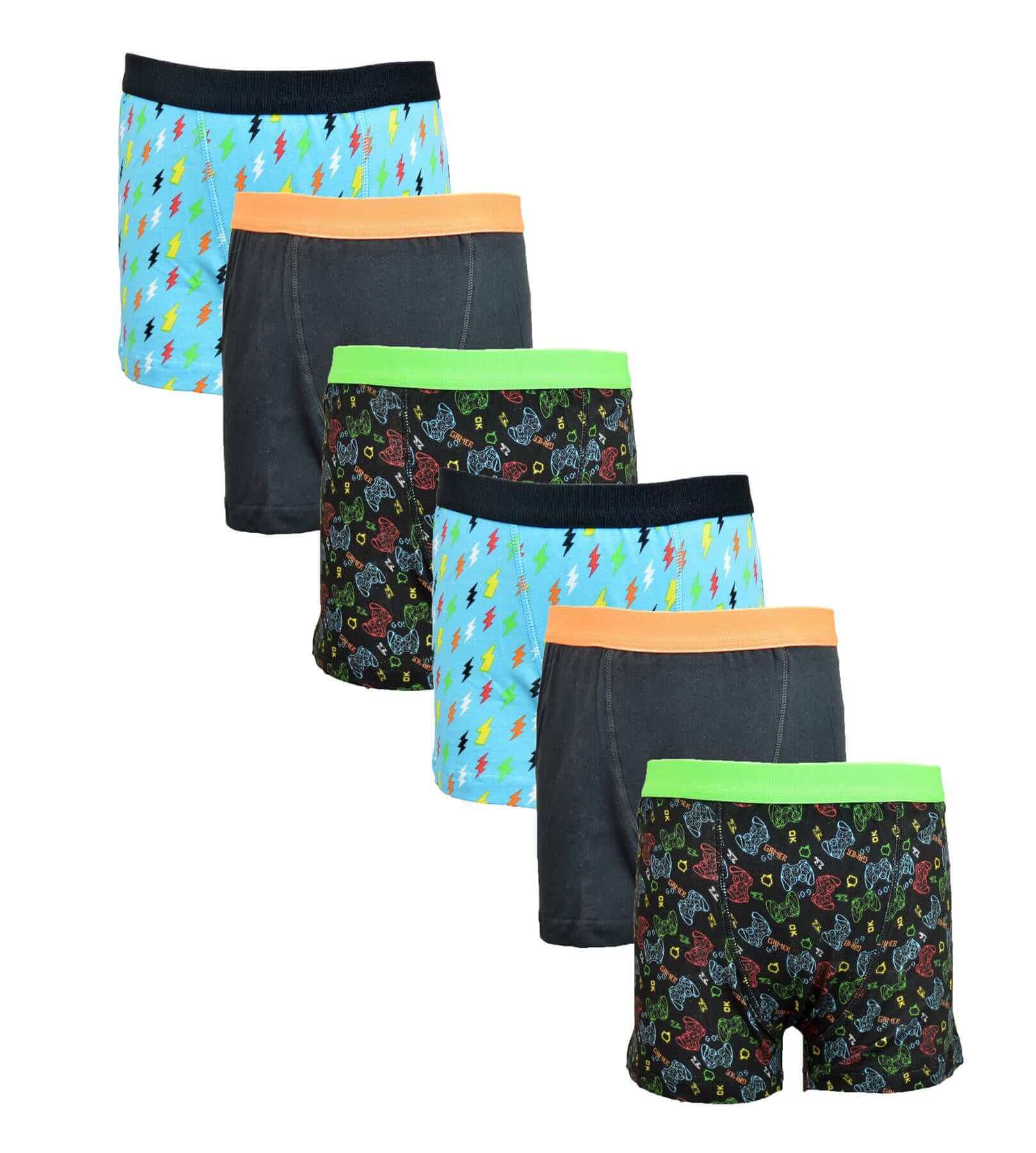 Sock Stack 6 Pack Boys Cotton Stretch Trunks Boxer Shorts With Comfortable Waistband