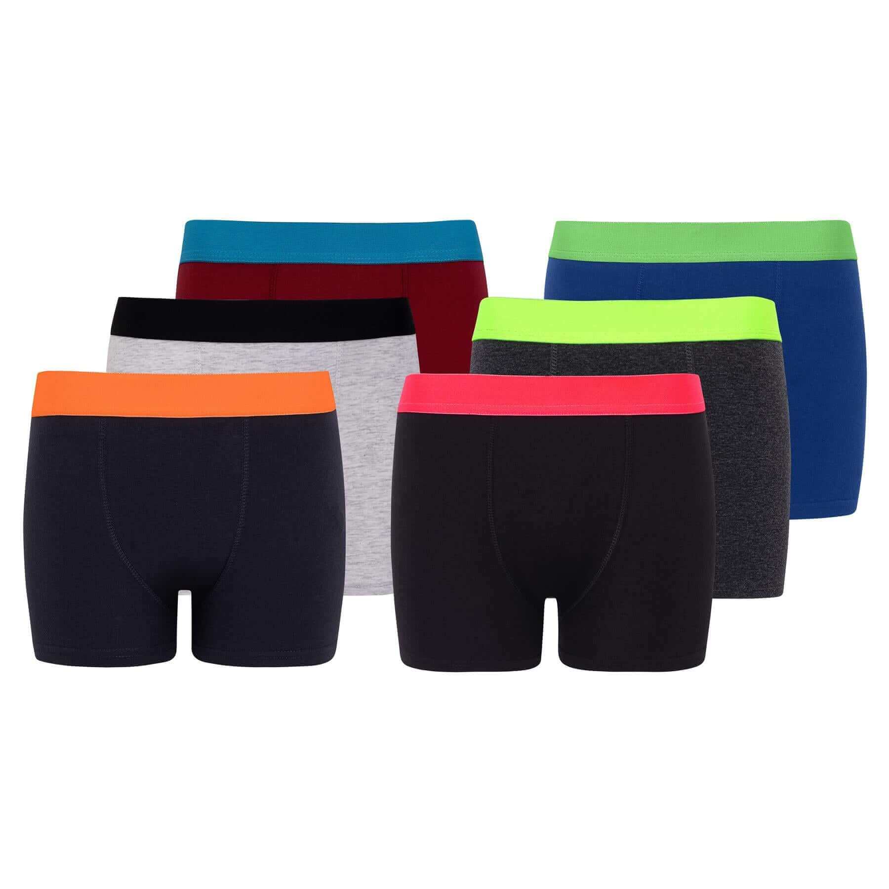 Sock Stack 6 Pack Boys Cotton Stretch Trunks Boxer Shorts With Comfortable Waistband