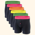 Sock Stack 6 Pack Black Cotton Blend Boxer Shorts Mens Breathable Stretch Colorful