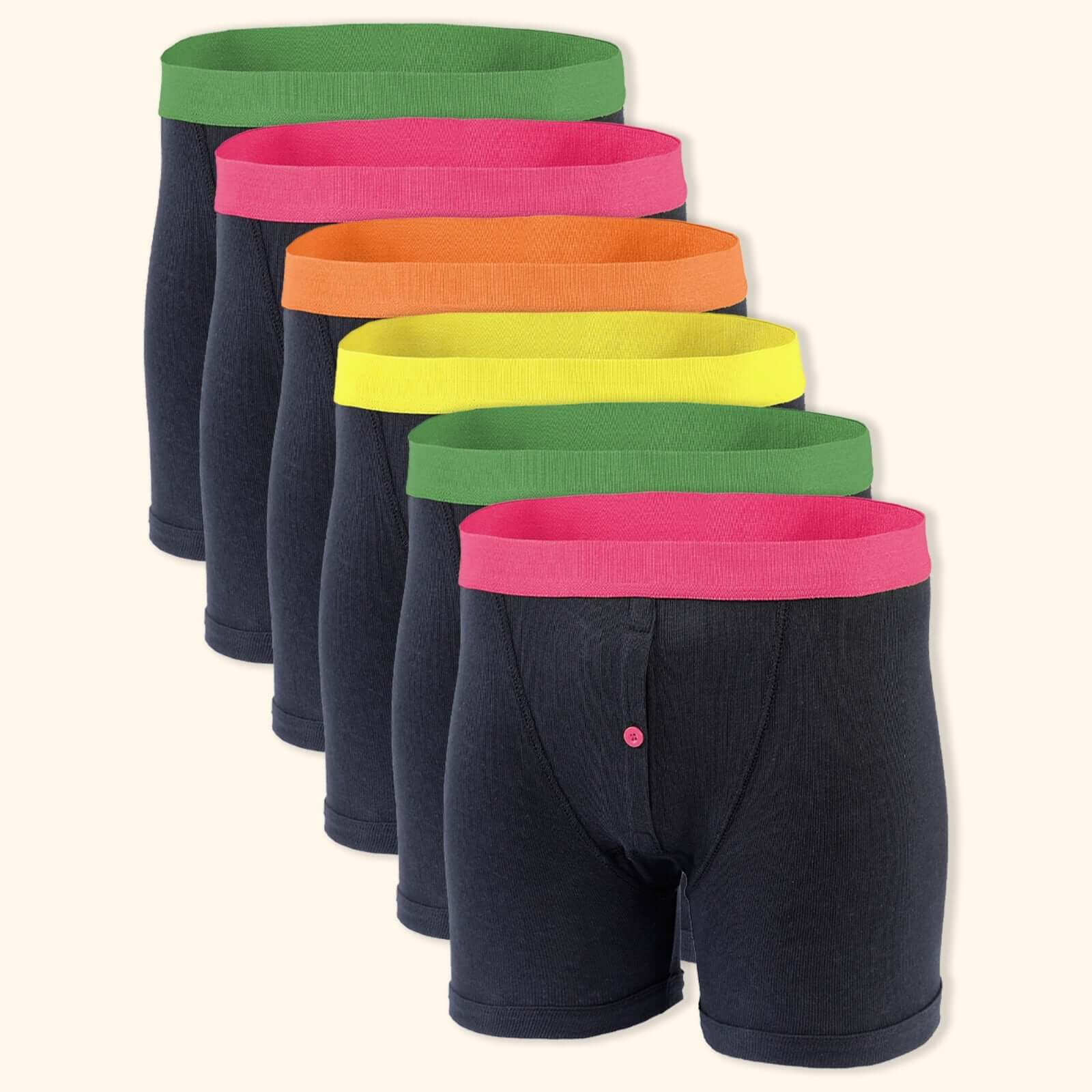 Sock Stack 6 Pack Black Cotton Blend Boxer Shorts Mens Breathable Stretch Colorful