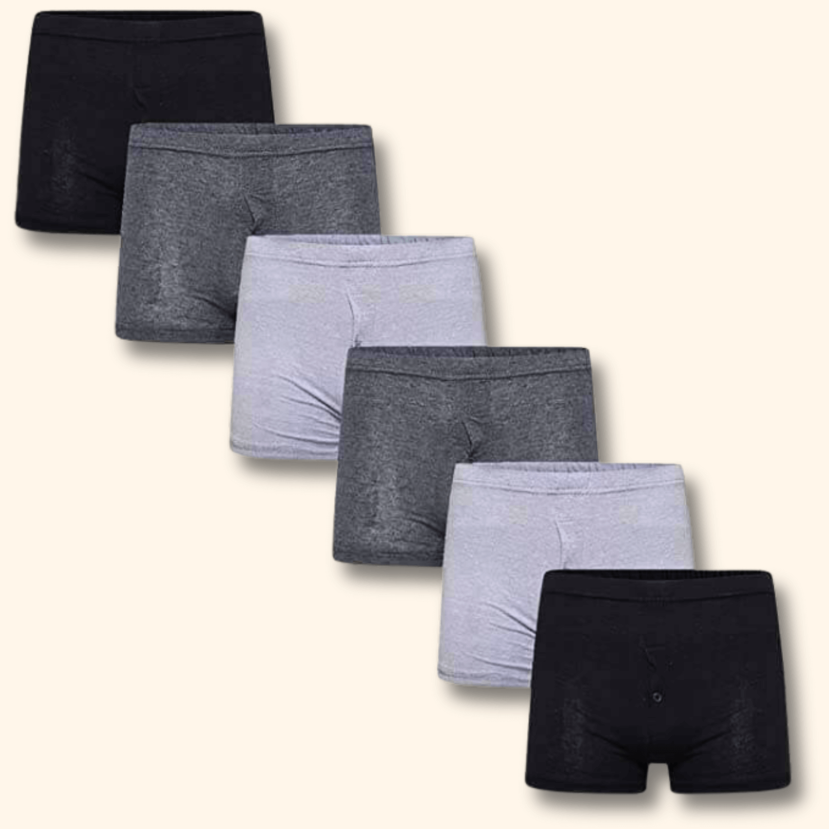 Sock Stack 6 Pack Cotton Rich Boxer Shorts Trunk Style For Men MB07 Black Grey Breathable