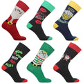 Sock Stack 6 Pack Men's Christmas Socks Cotton Rich All Over Holiday Designs Festive