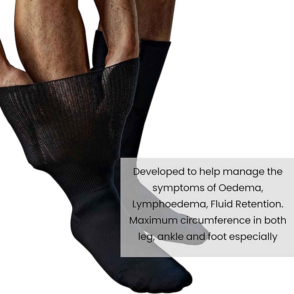 Sock Stack Mens Extra Wide Non-Elastic Diabetic Socks Black UK 6-11 6 Pack Cotton Rich Multipack Value