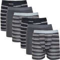 Sock Stack Boxer Shorts 6 Pack Striped Cotton Blend Stretch Men's Underwear Black Grey Cotton Rich Stretch Comfort Fit
