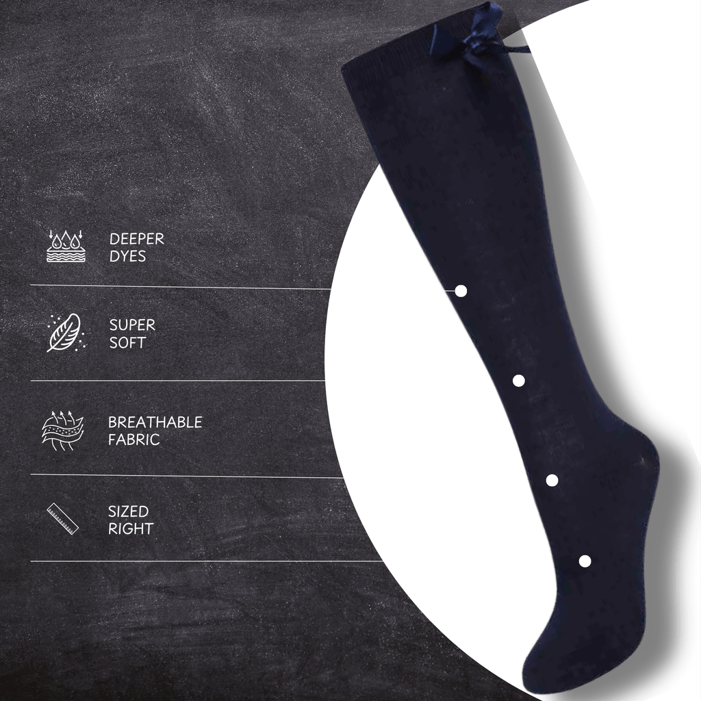 Sock Stack 6 Pairs Girls Knee High Socks With Ribbon Bows Cotton Rich For Uniforms Ages