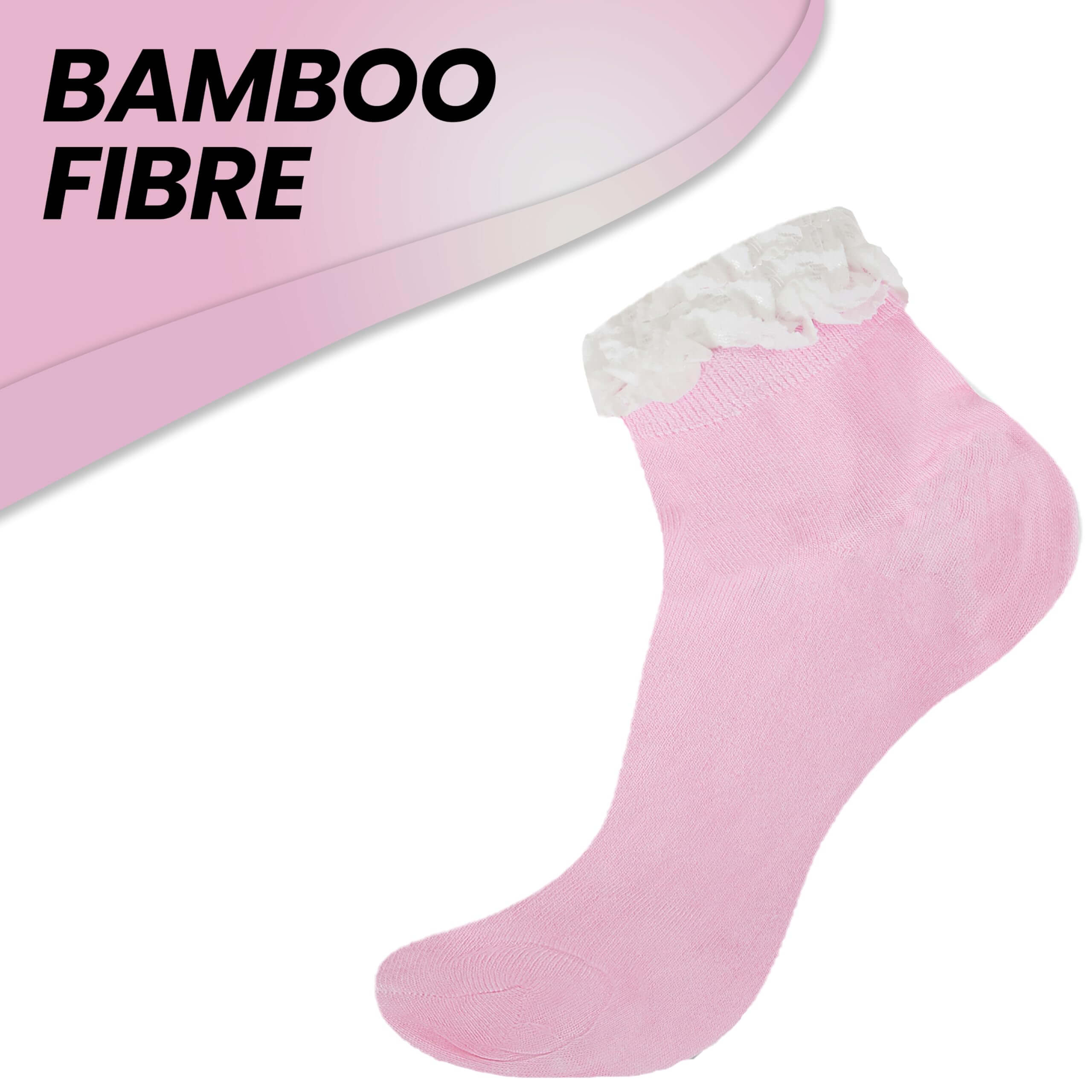 Sock Stack Ladies Bamboo Lace Socks 6 Pairs Ultra Soft Antibacterial Moisture-Wicking