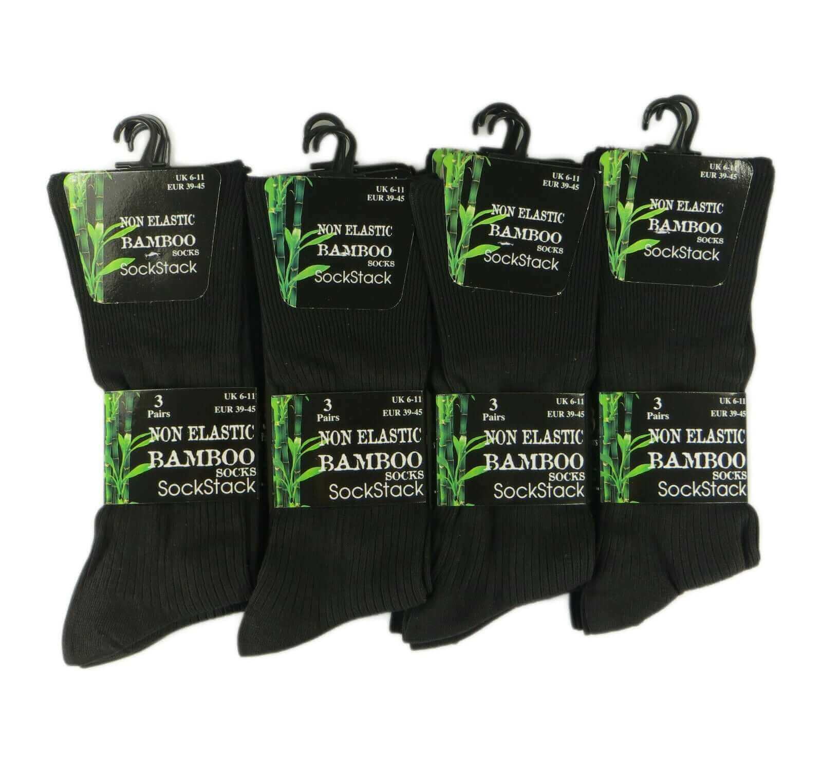 Sock Stack Mens Bamboo Socks 6 Pairs Loose Top Soft Grip Anti Bacterial Moisture-Wicking