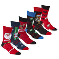 Sock Stack Men's Christmas Socks Pack Of 6 Pairs Cotton Rich Festive Novelty Santa