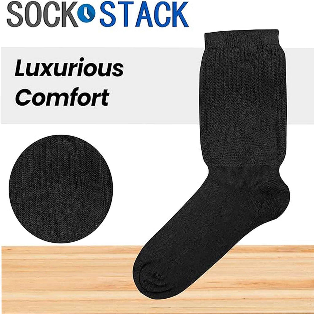 Sock Stack Men's Extra Wide Diabetic Socks Non Elastic Loose Top Moisture-Wicking UK 6-11