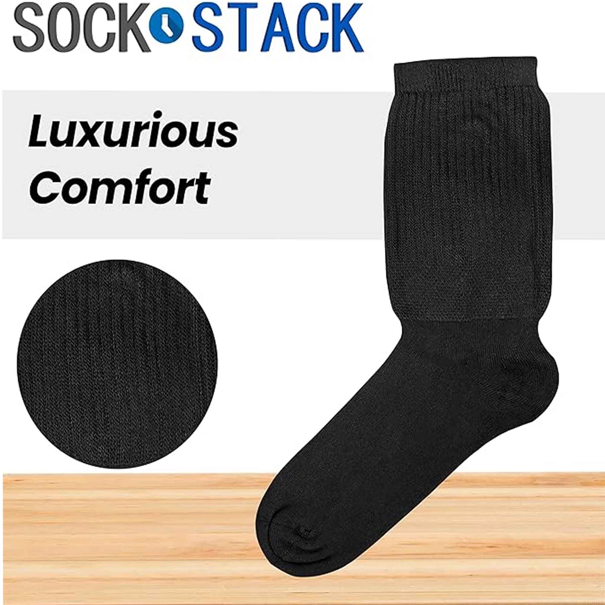 Sock Stack Men's Extra Wide Diabetic Socks Non Elastic Loose Top Moisture-Wicking UK 6-11