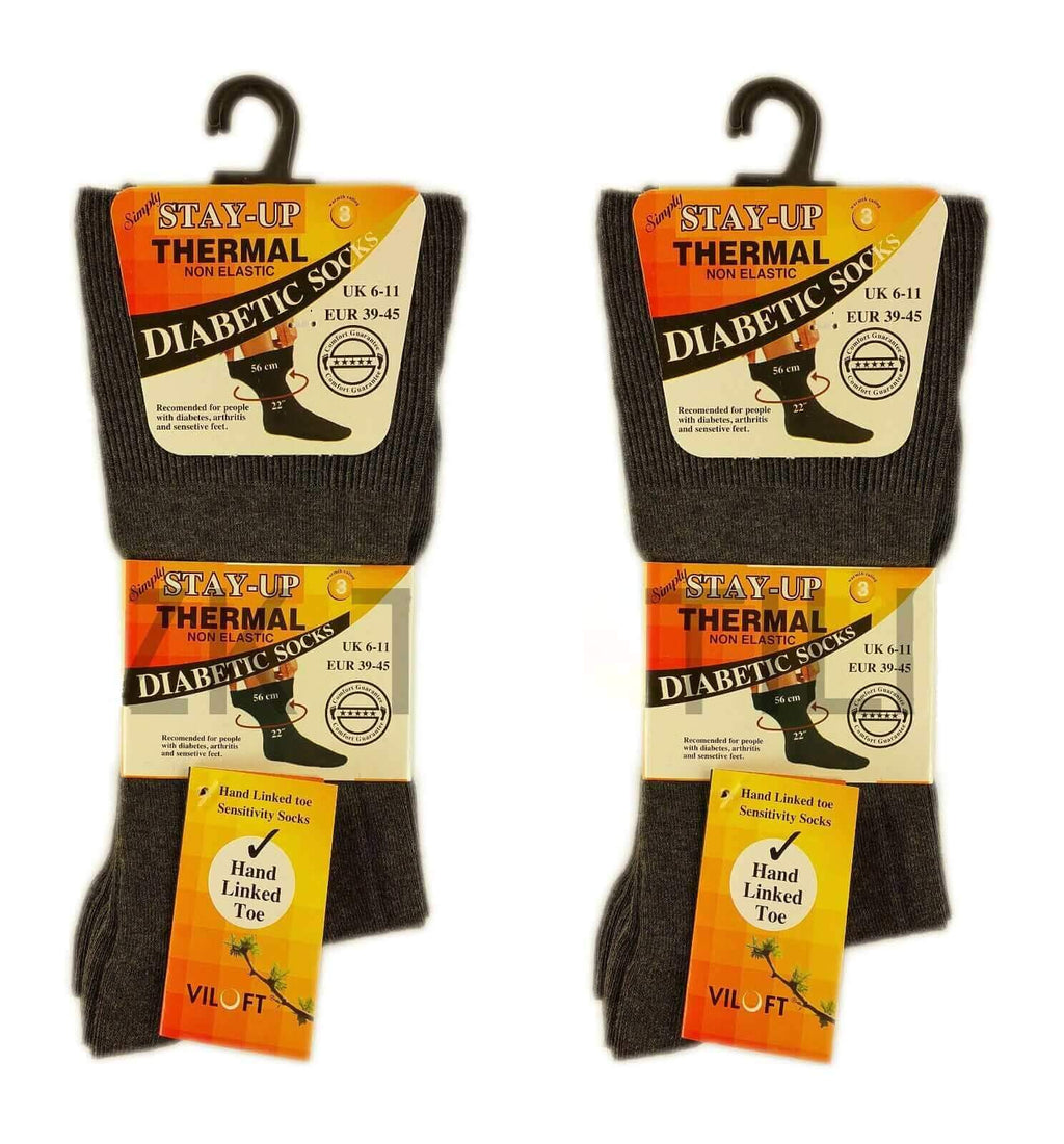Sock Stack Men's Non-Elastic Diabetic Socks 6 Pairs Moisture-Wicking Antibacterial Viloft