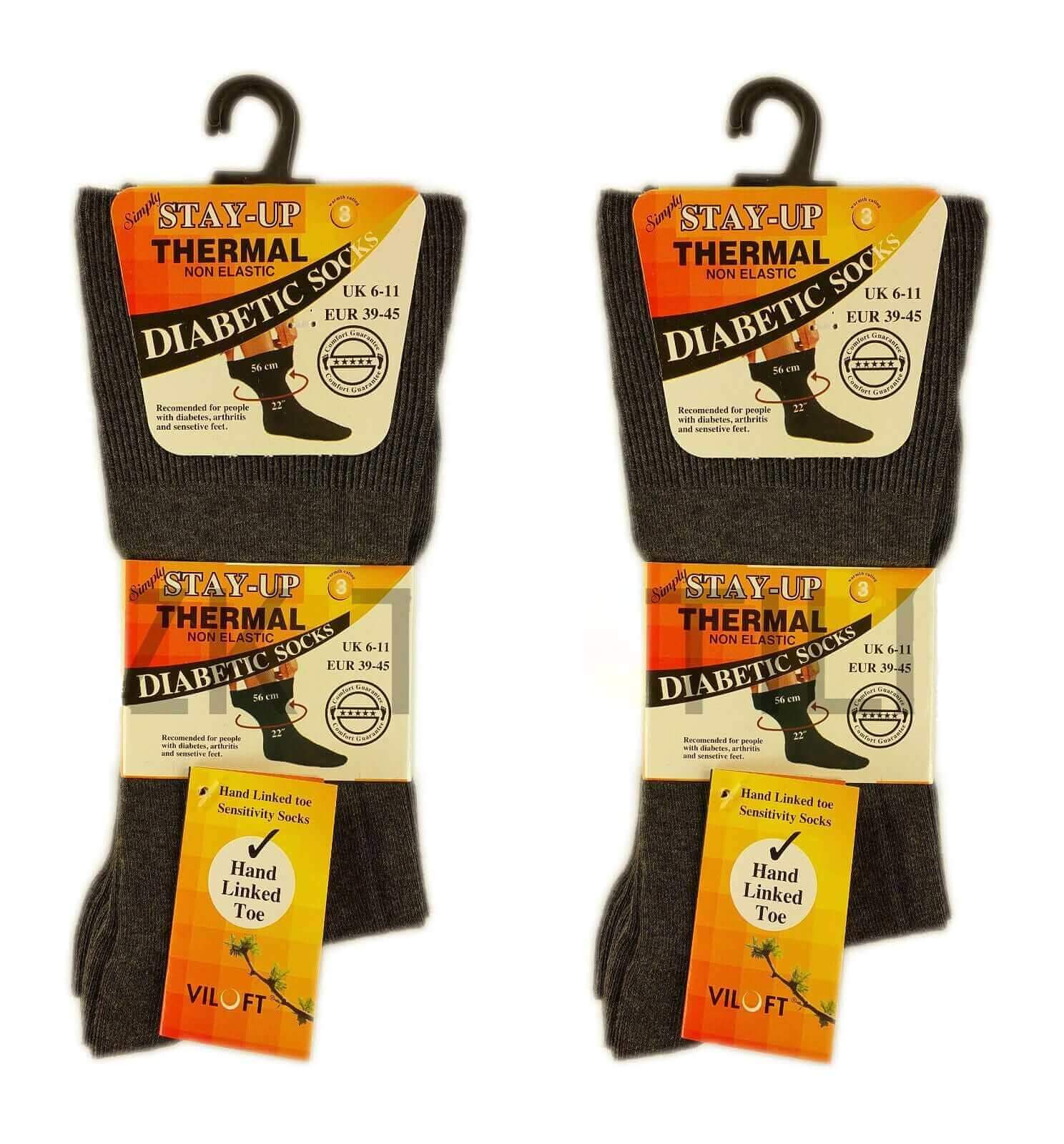 Sock Stack Men's Non-Elastic Diabetic Socks 6 Pairs Moisture-Wicking Antibacterial Viloft