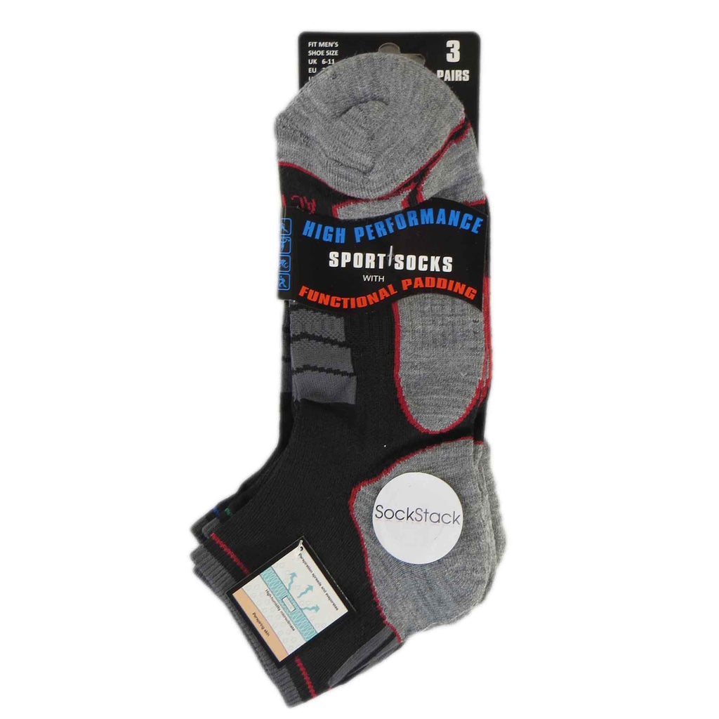 Sock Stack Men's Athletic Low-Cut Running Socks 6 Pairs Moisture-Wicking Arch Support