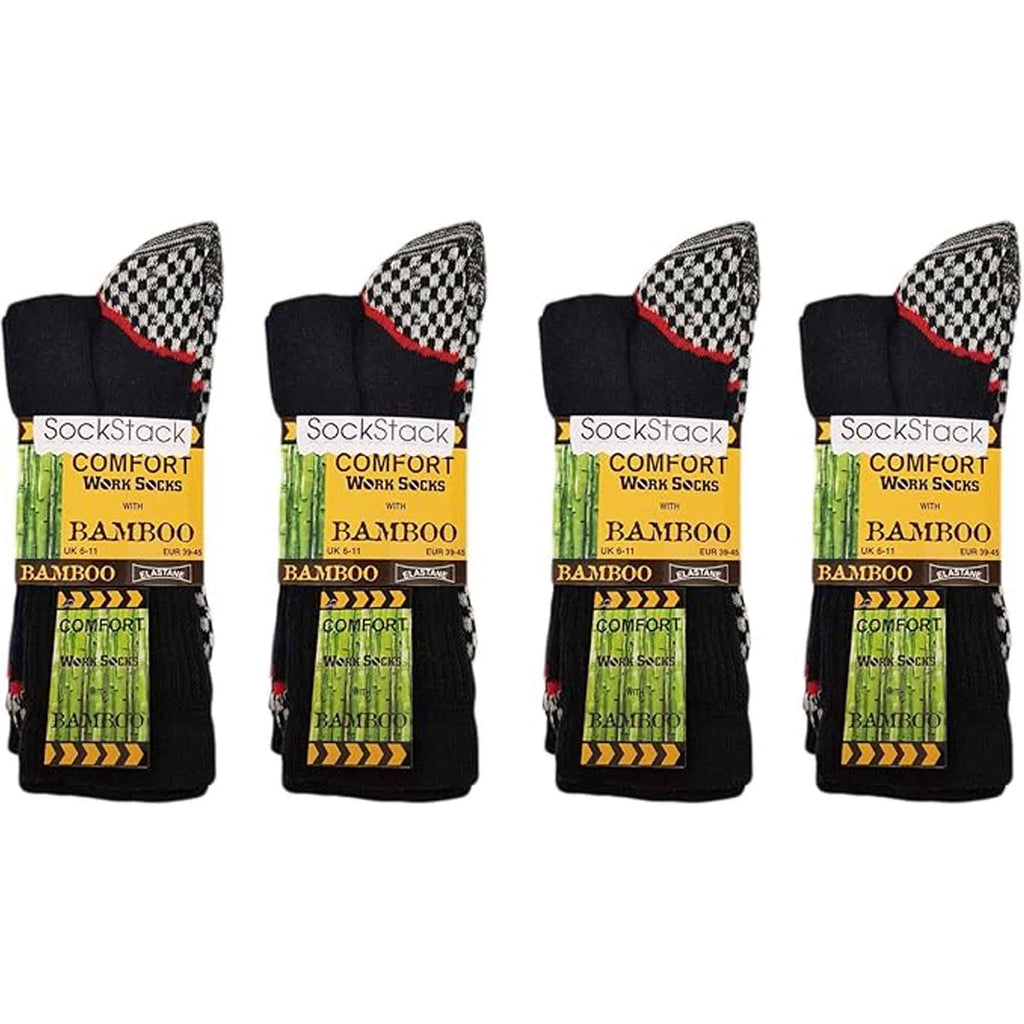 Sock Stack Men's Bamboo Work Socks 6 Pairs Moisture-Wicking Cushioned Reinforced Heel Toe